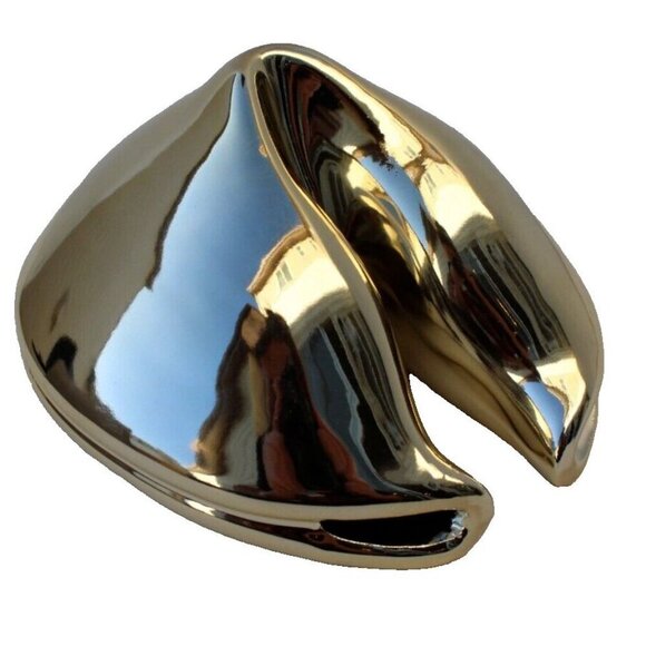 New Large Ceramic Gold Food Retro MCM Lucky Fortune Cookie Figure Room Decor - Picture 1 of 2